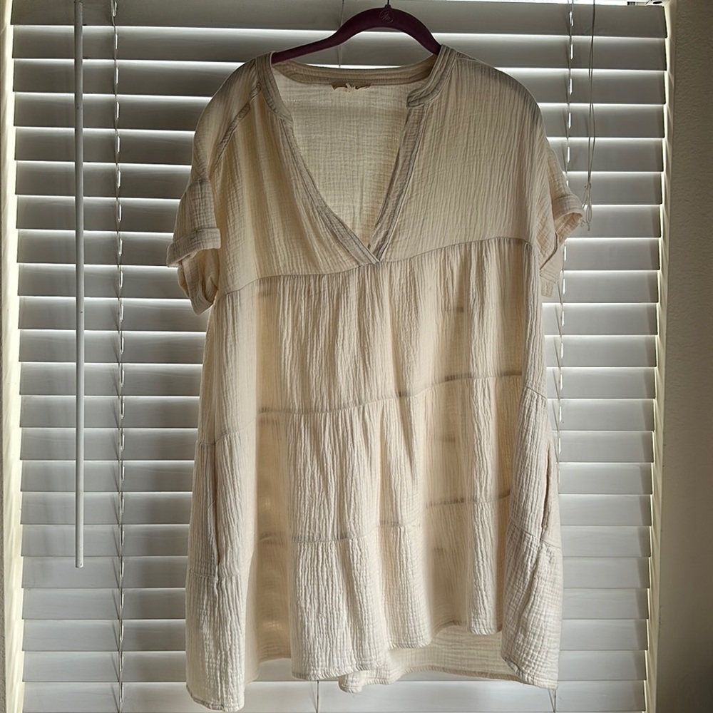Promesa cream babydoll dress with pockets